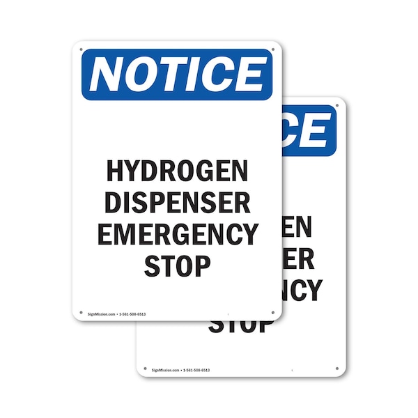 Signmission Hydrogen Dispenser Emergency Stop, 10 in W x Rectangle, Plastic OS-2PACK-NS-P-1014-V-13570 - main